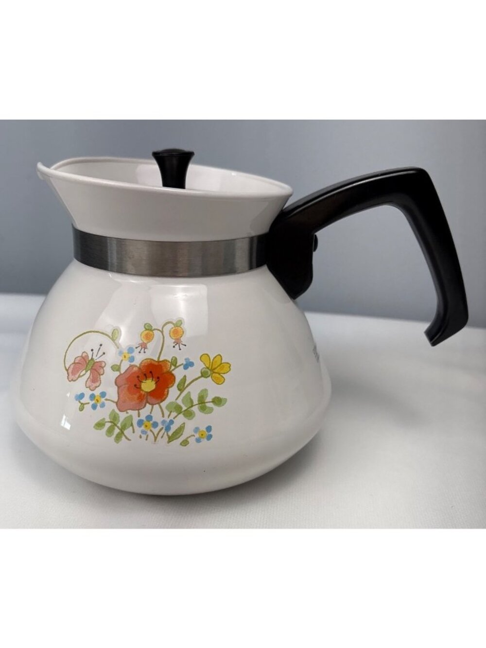 Corning Ware 6 Cup Floral Tea Pot Wildflower P-104 Vintage Enamel Teapot Lid USA
